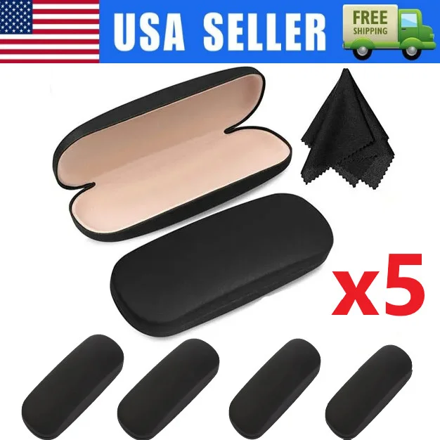NEW!! CHARMANT Eyeglasses Case Hard Black Magnetic Flap Holder- Foldable 4