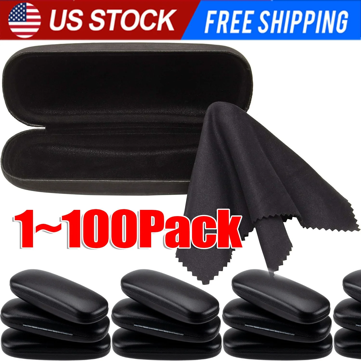 Nice Hard Clam Shell Eyeglasses Case Brown Protective Glasses w/ Cleaning Cloth 3
