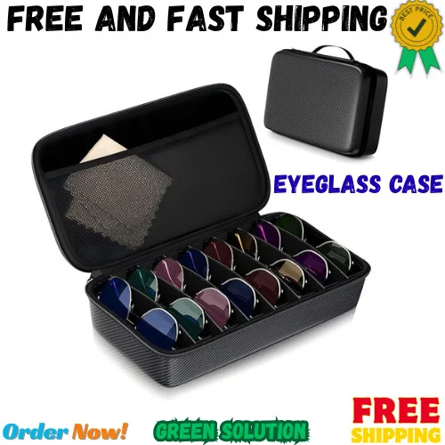 Travel Sunglasses Organizer​,​ Hard Shell​ Sunglass Case Adjustable Slots
